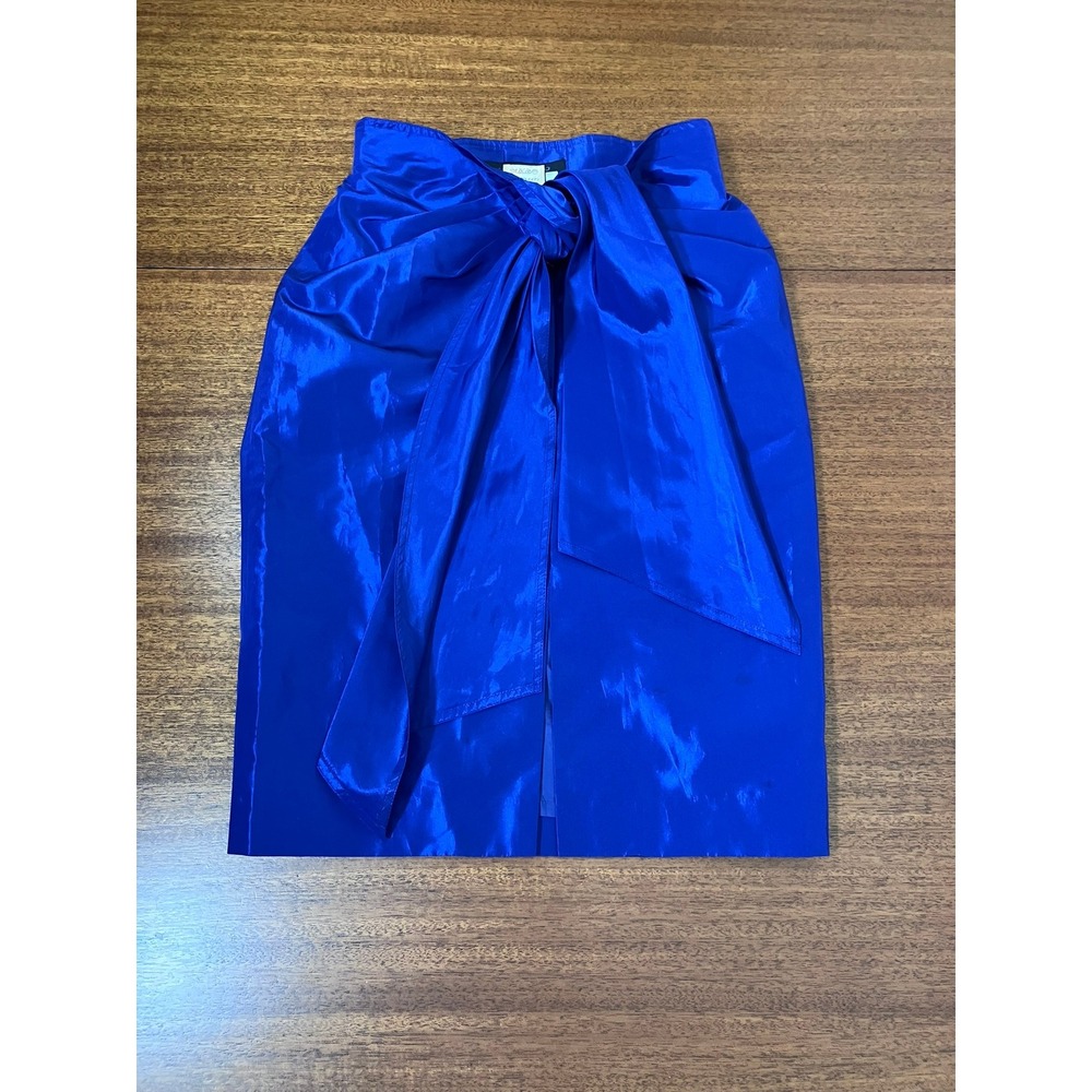 Novespazio Noboru Yamafuji Blue Tie Bow Front Pencil Skirt Women's Size M Japan